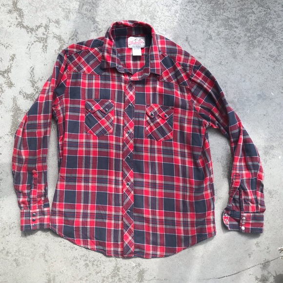 Wrangler Cotton Plaid Flannel Western Shirt - Picture 1 of 8